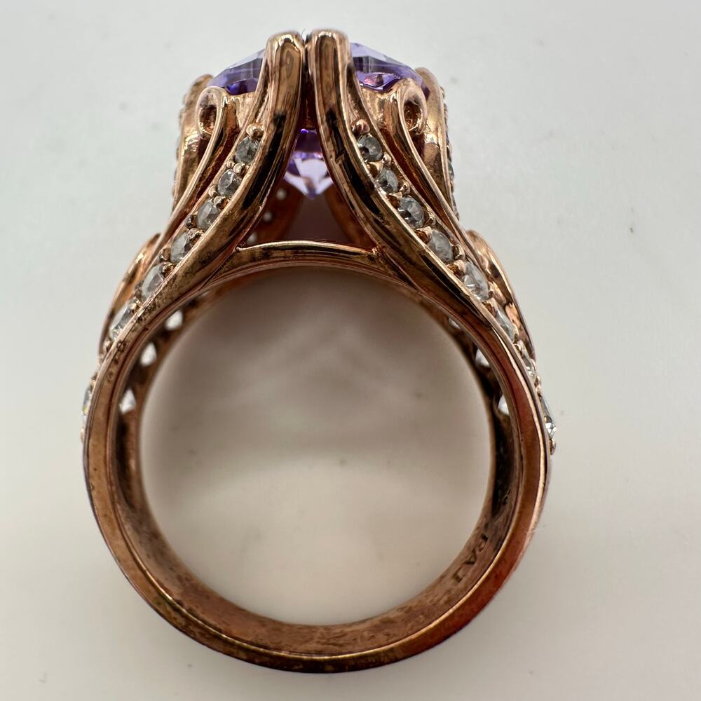 PAJ 925 sterling silver rose gold pink purple cubic zirconia CZ ring size 7.5 - Picture 6 of 8